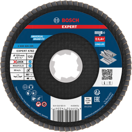 Lamelový kotouč Bosch EXPERT X782, úhlový, 125 mm, G120 X-LOCK.